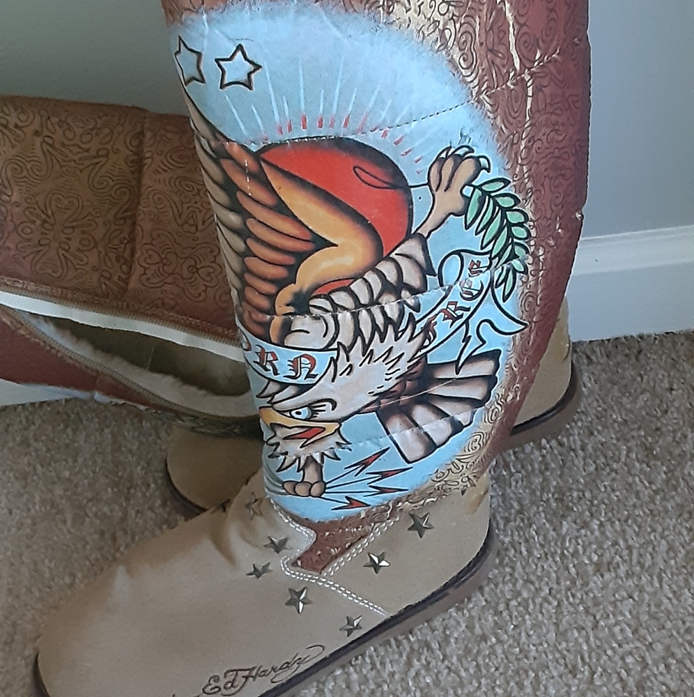 Ed Hardy knee high boots